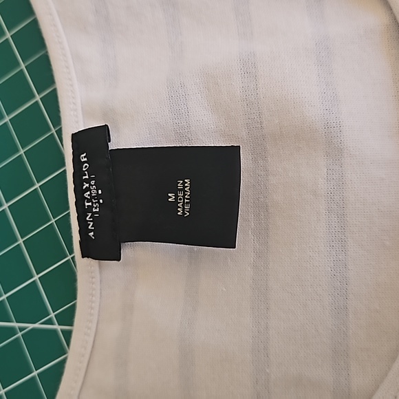 ann taylor peplum white with blue stripe top medium - Picture 3 of 4